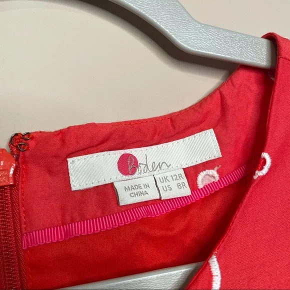 Boden Lucinda Broderie Eyelet Coral Red cotton midi dress size 8 Regular - Picture 5 of 8